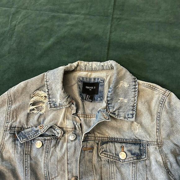Y2k forever 21 distressed denim jacket - Picture 6 of 7